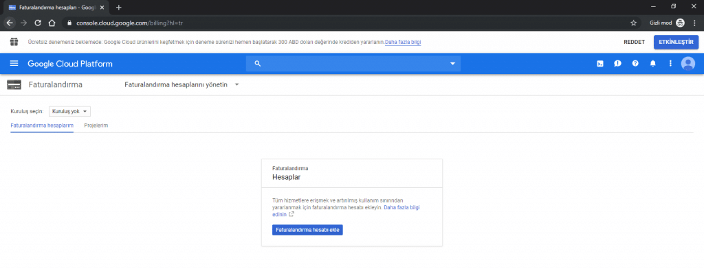 Google Cloud Platform Faturalandırma